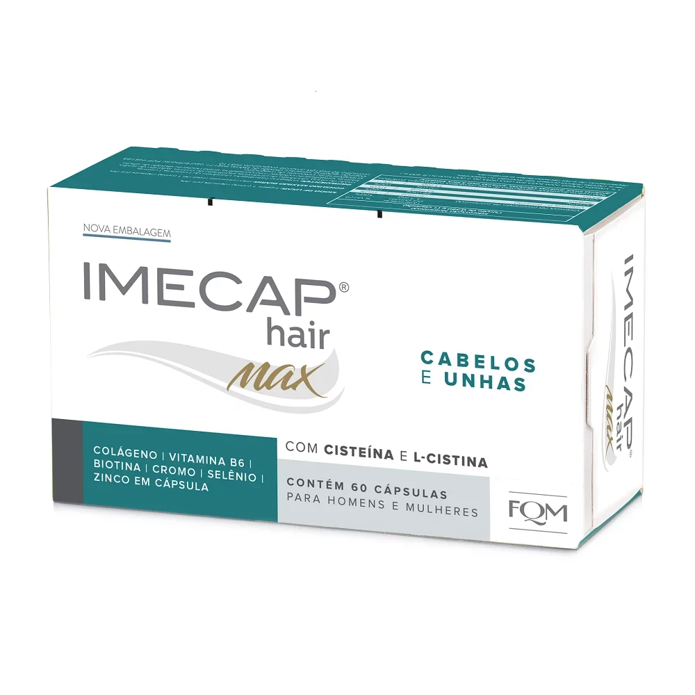 Imecap Hair Max Cápsulas para cabelos e unhas Emablagem Imecap Hair Max Cápsulas para cabelos e unhas