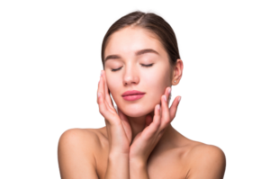 Mulher mexendo na pele